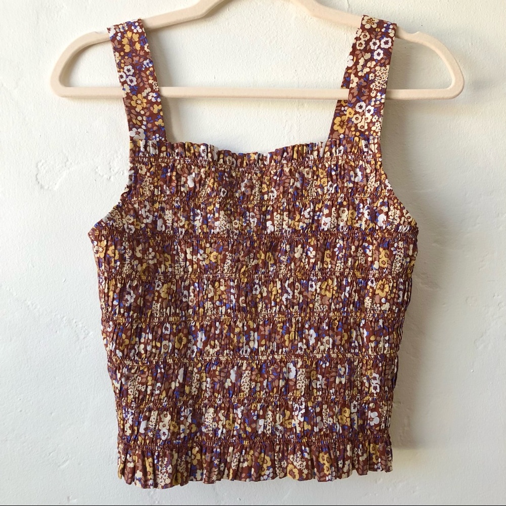 Everlane The Smock Cami Brown Floral